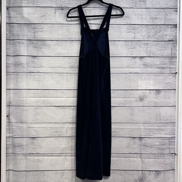 Madewell Texture & Thread Velour Corduroy Overalls Navy Size Small Oversized Fit - Picture 3 of 10